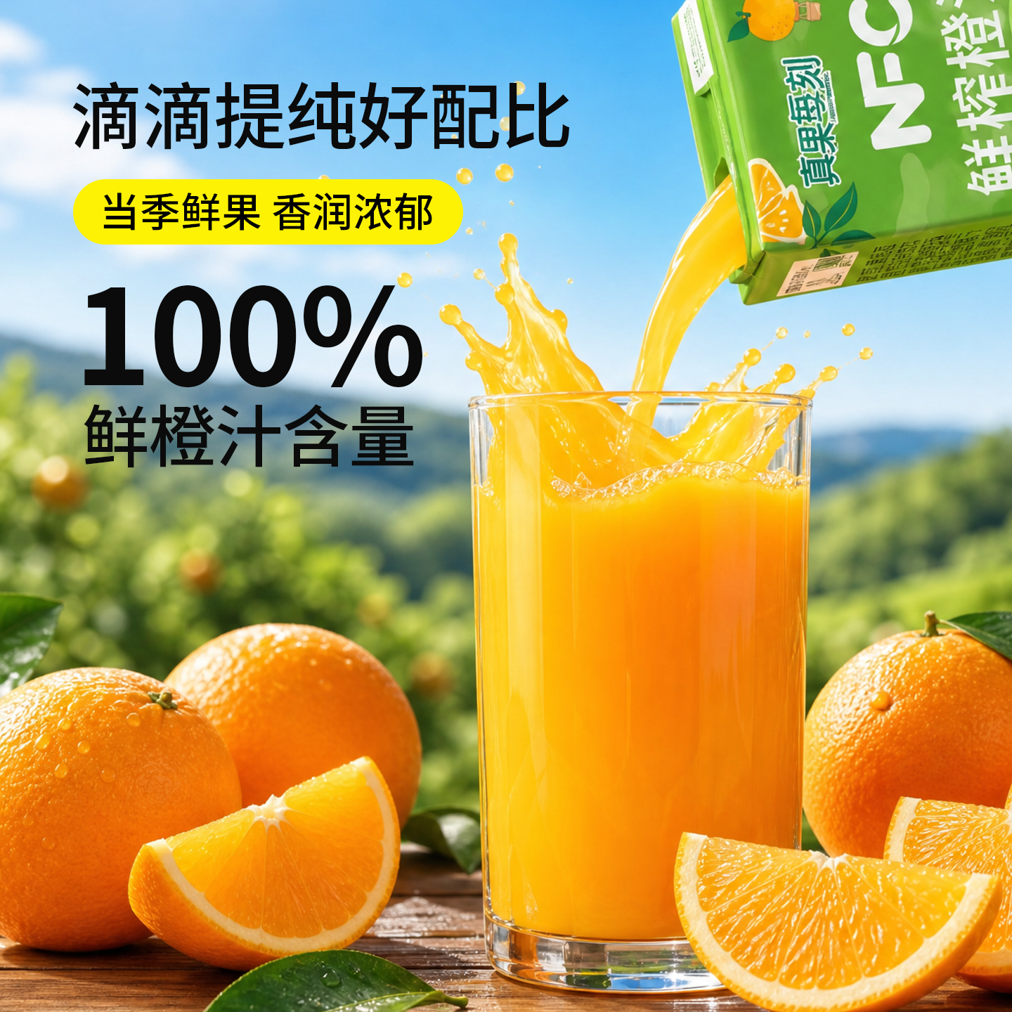 真果每刻100%鲜榨橙汁含NFC橙子汁低温冷藏鲜果饮料纯果蔬汁 125ml*20盒整箱