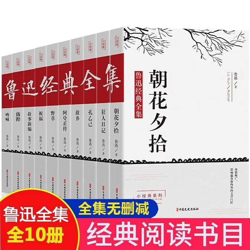 【新版】鲁迅经典作品集（箱装全10册）朝花夕拾 仿徨 阿Q正传 故事新编 故乡 狂人日记 祝福 呐喊 孔乙己 野草 中国近代文学小说名家名著 青少年课外拓展阅读书
