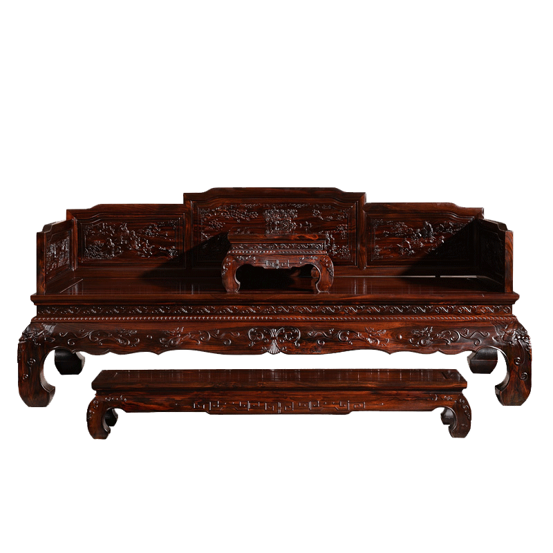 祥蕴阁红木家具印尼黑酸枝学名阔叶黄檀孔子教学罗汉床实木卧榻三件套组合 罗汉床