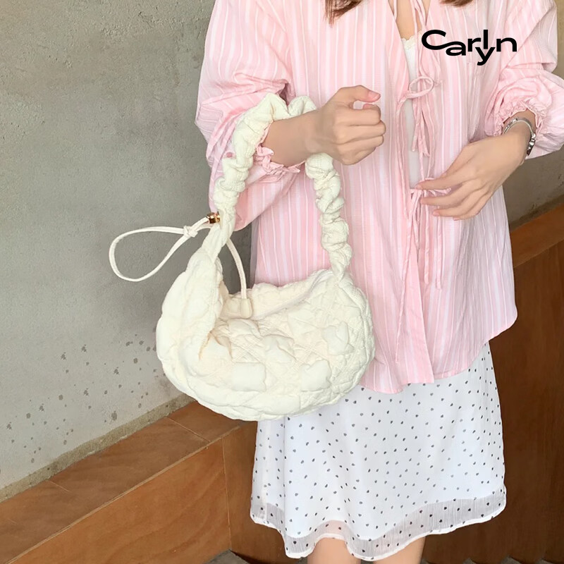 CARLYN【虞书欣同款】COZY M中号韩国轻奢饺子马鞍包单肩包斜挎手提包 乳白色I 48小时发货