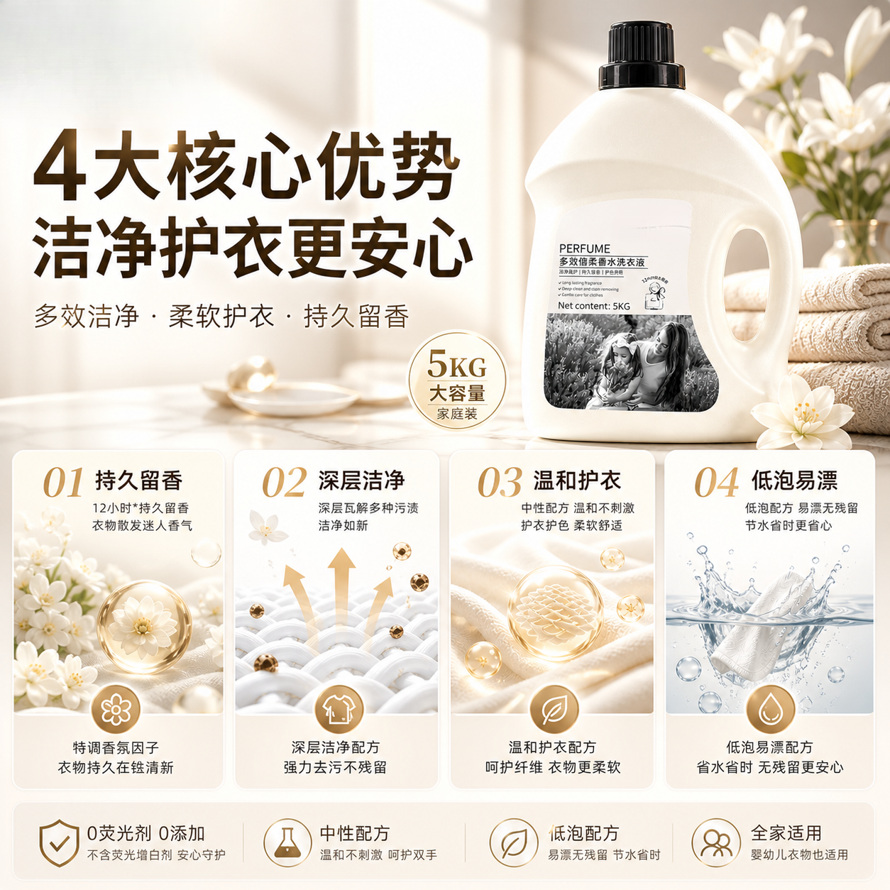 ZYUO【日本品牌】酵素洗衣液持久留香72小时除菌除螨强效去污去渍除螨 一瓶 5KG【试用装】 安全配方 高效除螨 深层清洁 母婴安全
