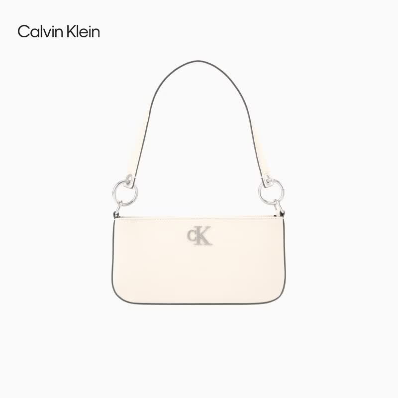 Calvin Klein【母亲节礼物】腋下包休闲通勤包包字母拉链CK女包单肩法棍包