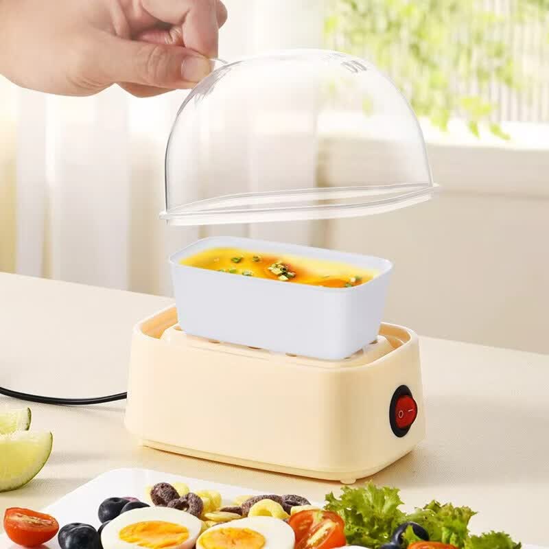 德国蒸蛋器小型家用多功能宝宝副食品蒸煮鸡蛋机1人早餐神器上班族 双层 米白色-双蛋开关款 +蒸碗量杯