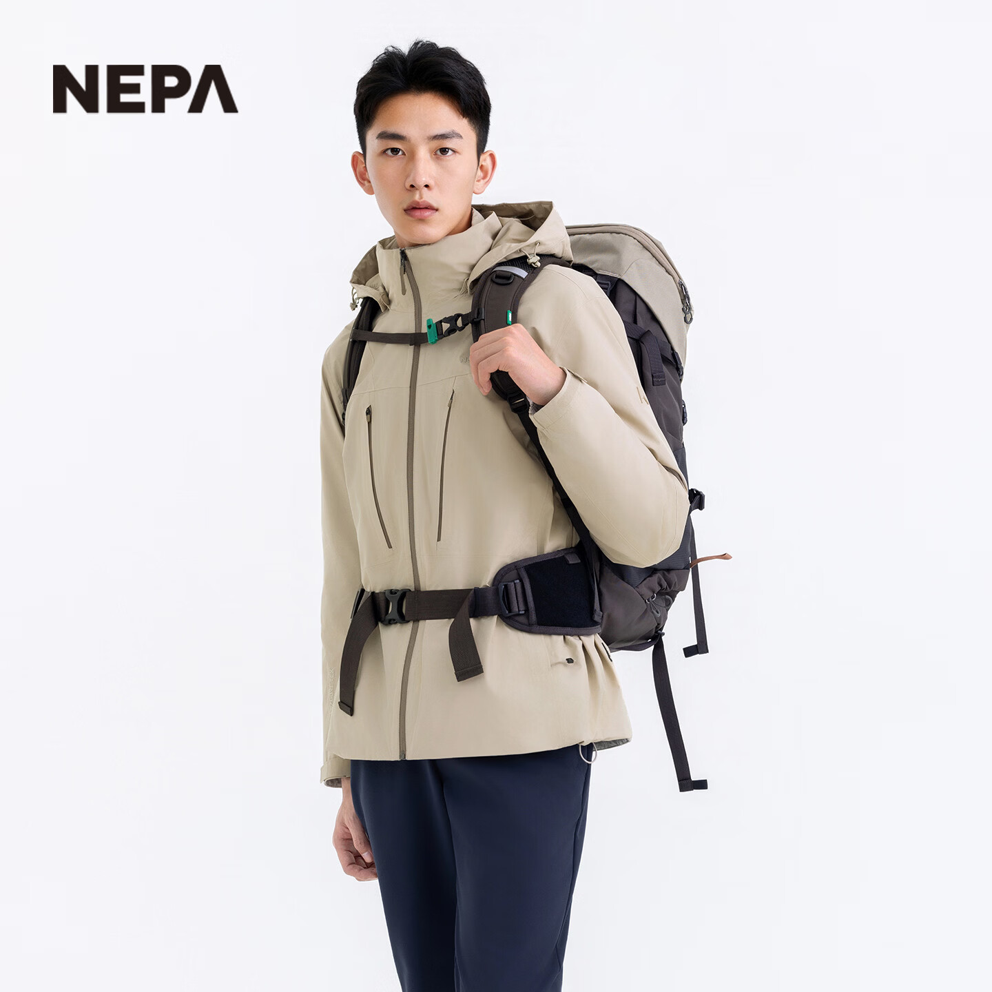 NEPA耐葩户外秋冬男士防水三合一冲锋衣羽绒内胆夹克CL50502 D50米灰色 S 170/88A(095)