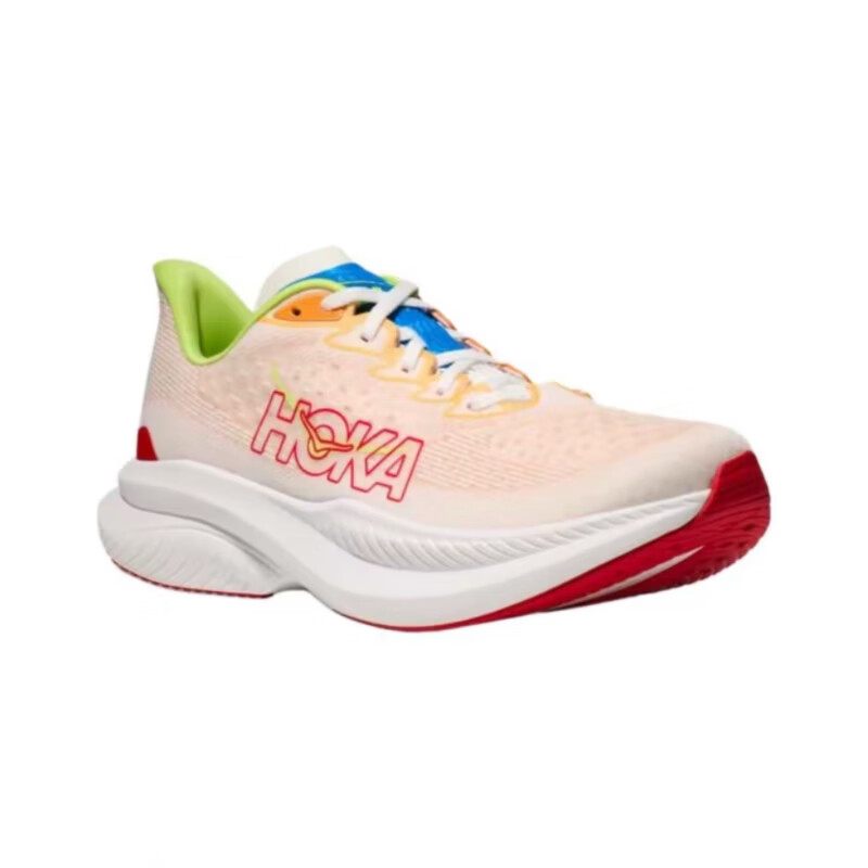 HOKA HOKA FOOT男女款 MACH 6 LA透气舒适轻便运动鞋 马赫6竞训跑步鞋 白色/日焰色 45