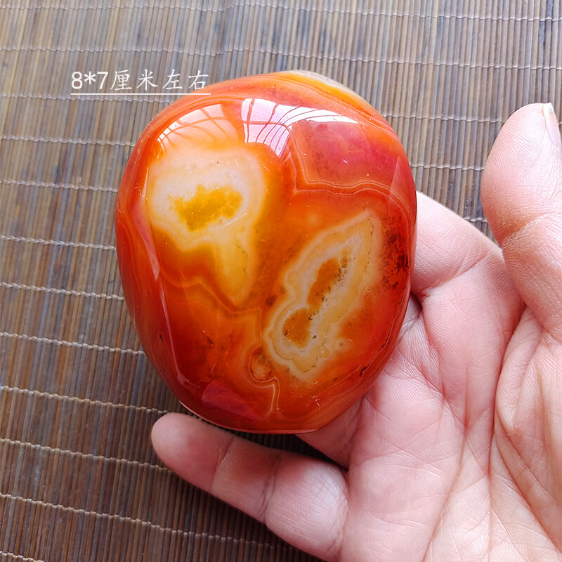 可颖缠丝玛瑙原石手把件把玩随身象形石水晶玛瑙石头五彩精抛光 玫