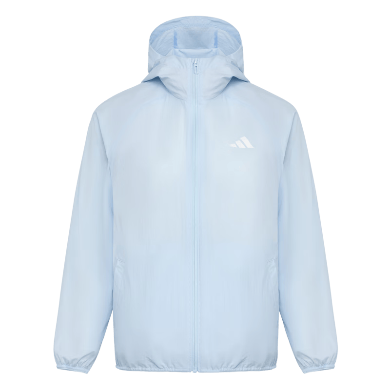 adidas男女儿童防晒UPF50+拒水凉感休闲运动夹克外套春夏阿迪达斯   浅天蓝/白   140