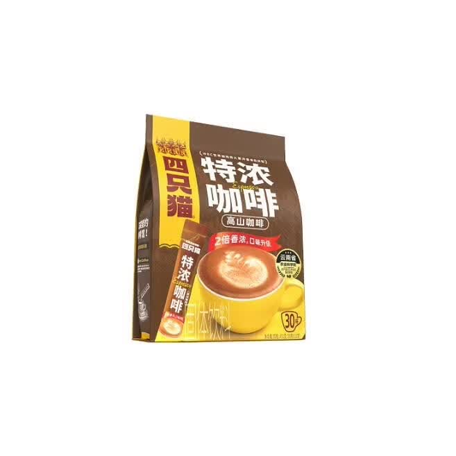 四只猫咖啡特浓拿铁蓝山卡布四口味 三合一速溶咖啡 丝滑冲饮 到27年10月 450g【口味升级】30条特浓咖啡 今年5月产