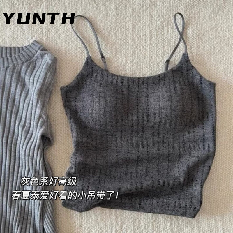 YUNTH好cozy的亚麻感吊带法式蕾丝背心女2026新款带胸垫一体内搭外穿 亚麻肤【带胸垫品质】 M 【建议80-100斤】