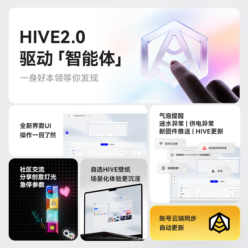 MelGeek蜜氪小蜜蜂 MADE68 V2 ULTRA 磁轴键盘TTC万磁王轴体电竞游戏打瓦无畏契约三角洲送礼好物男女朋友 MADE68ULTRA V2霜白光-Lite轴