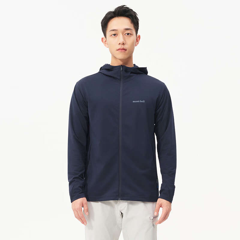 mont·bell防晒衣男款户外速干透气春夏季轻薄连帽衫 1114936 NV海军蓝 L