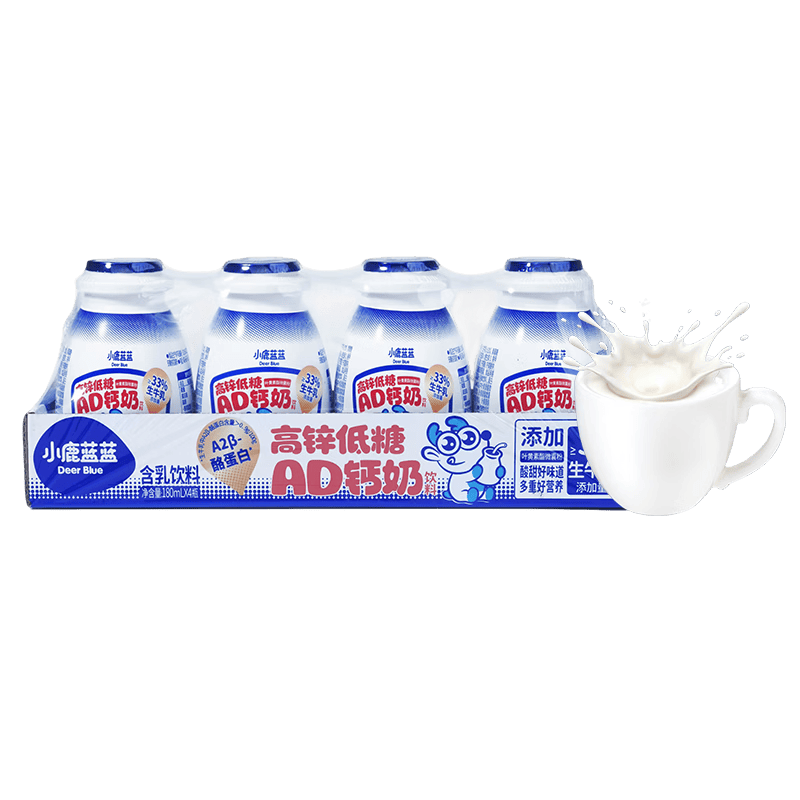 小鹿蓝蓝儿童零食饮料A2蛋白AD钙奶/180ml*4 高锌低糖儿童饮料