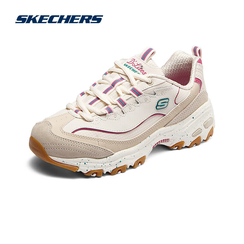 斯凯奇（Skechers）星空熊丨女子老爹鞋熊猫鞋女鞋缓震舒适时尚百搭学院风休闲运动鞋 自然色/多彩色/NMLT 37