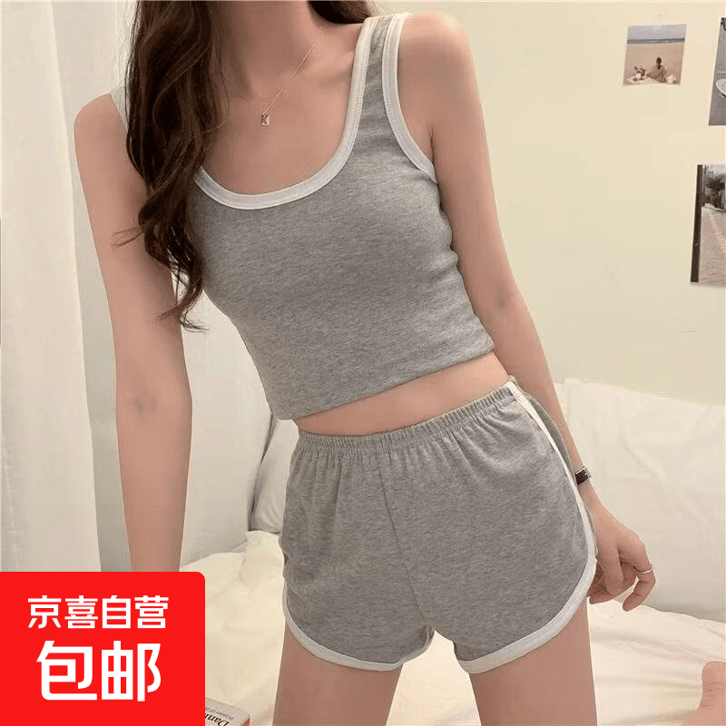 3分裤休闲运动短裤女跑步瑜伽健身外穿宽松高腰显瘦阔腿热裤体操 灰色-3分裤 XL (110-120斤)