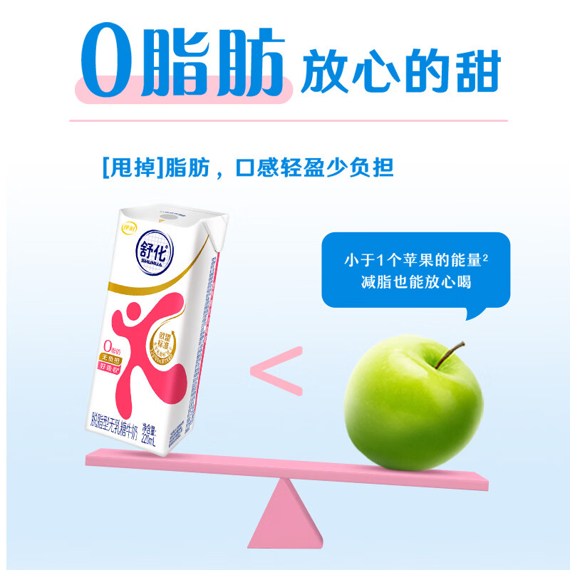舒化奶0乳糖脱脂牛奶220ml*24盒牛奶整箱京东自营企业团购 礼盒装