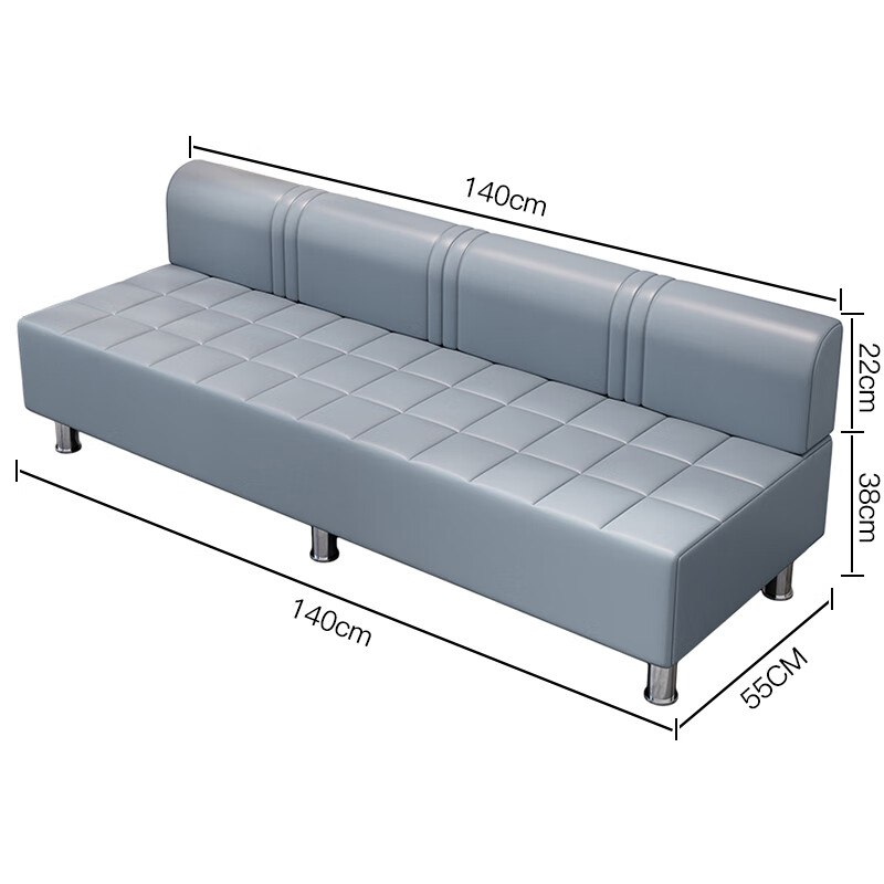 理发店沙发等候椅网红美发店等候椅发廊专用区客人休息长条等待 灰蓝色1.4米