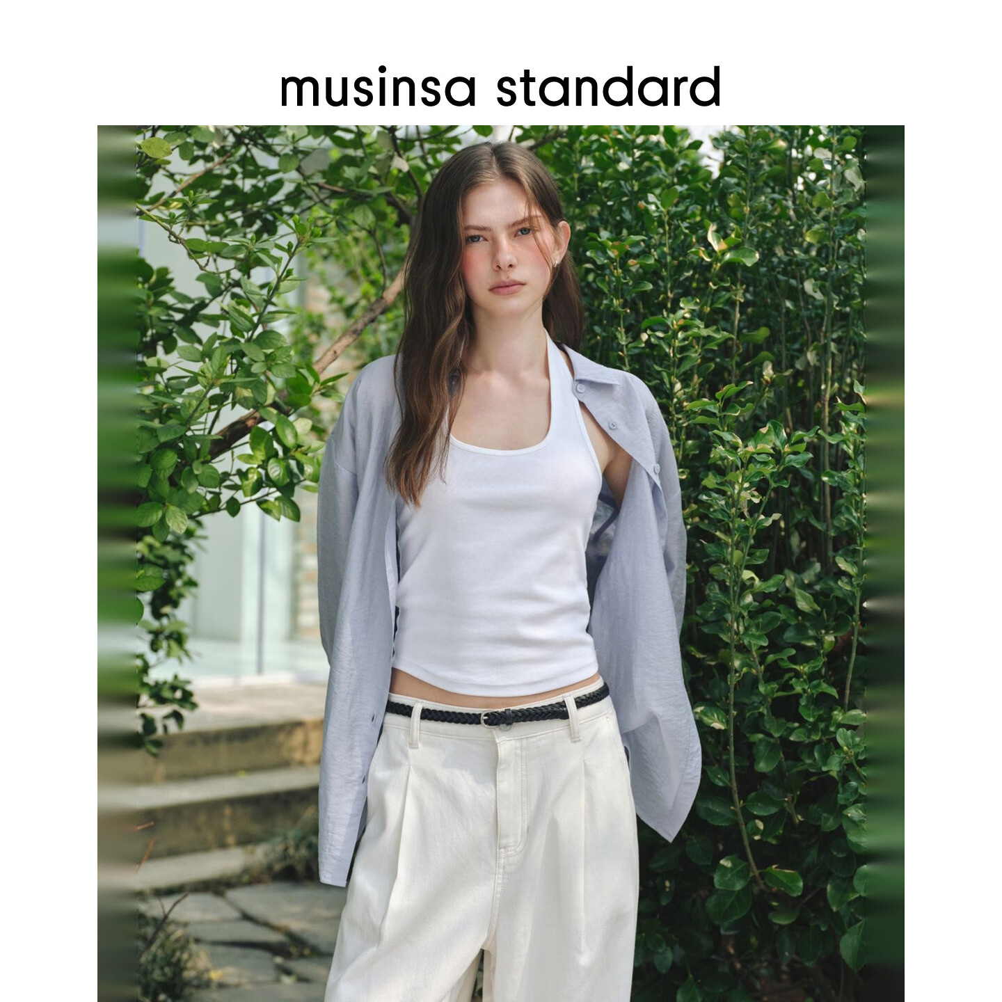 MUSINSA STANDARD【宇宙甜豆】韩国26夏季新品仿亚麻女士长袖衬衫 蓝灰色(BY) XS