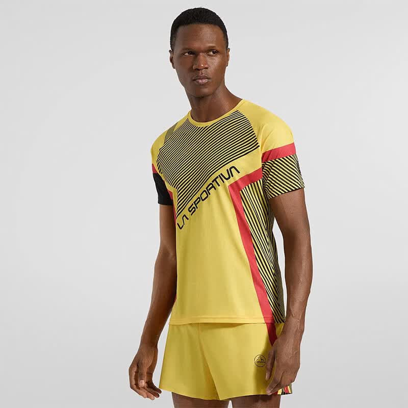 拉思珀蒂瓦（LA SPORTIVA）户外T恤 男女款健身训练跑步轻量透气短袖 Flow  【男款】黑/黄 2XL