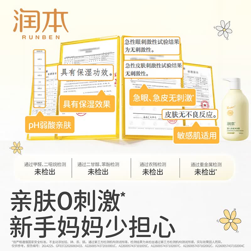 润本（RUNBEN）婴儿儿童沐浴露洗发水二合一婴儿宝宝沐浴液洗头专用旗舰店正品 【0岁+】婴儿款500mlX2瓶