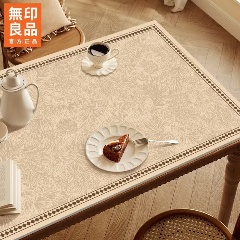 无印良品加厚桌布防水防油免洗轻奢高级感桌垫法式桌面保护垫餐桌垫 米尔城堡 80*160cm