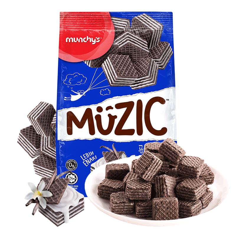 马来西亚进口 马奇新新munchys 夹心巧克力威化饼干香草味 90g*3