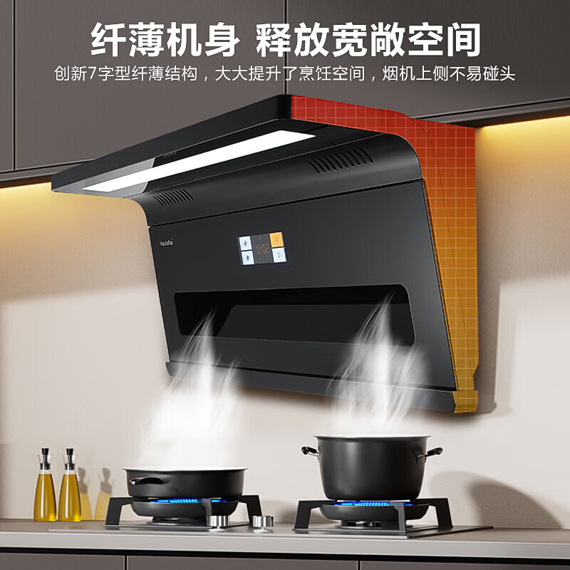 Haotaitai油烟机变频顶侧双吸抽油烟机家用厨房大吸力吸油烟机烟灶套装 JS98-BP烟机+2419-S单定时定温九腔灶