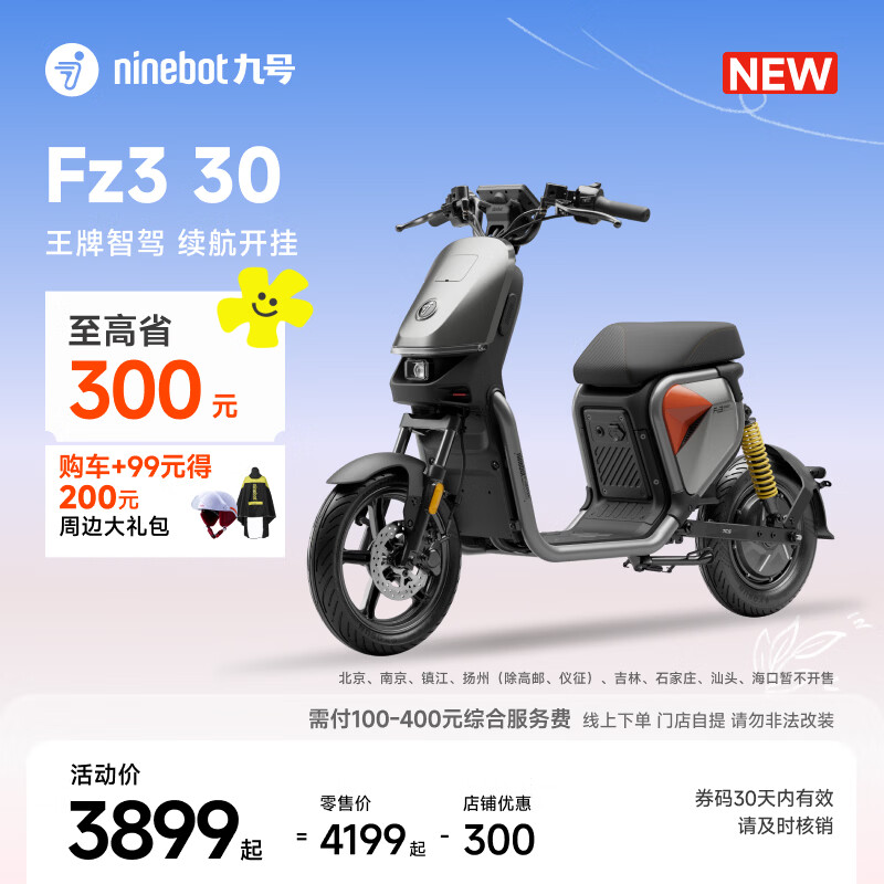 九号（Ninebot）【新国标电自新品】九号电动Fz3 30电动自行车9号智能电动车【门店自提】 到门店自选颜色