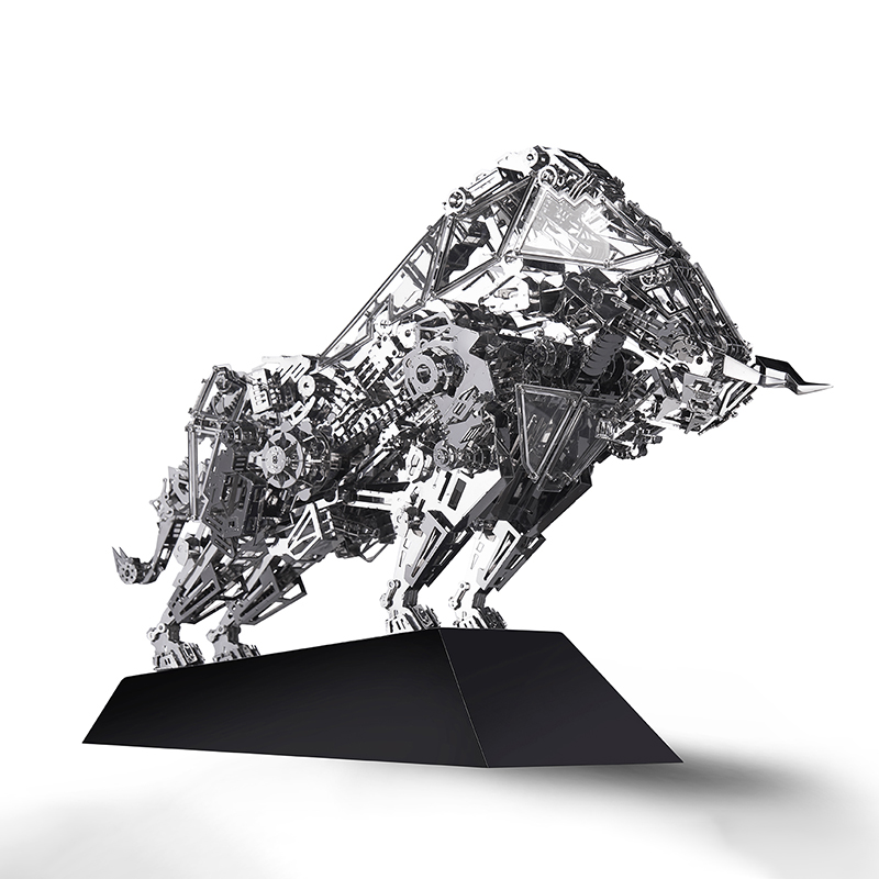 01创意不锈钢机械牛装饰品