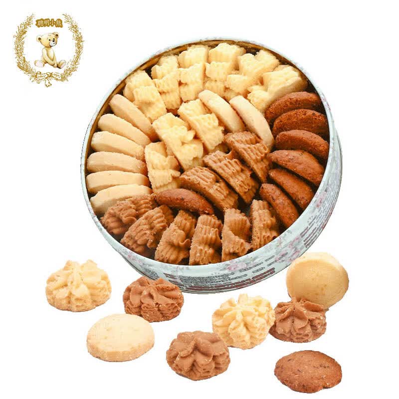 聪明小熊香港特产珍妮曲奇聪明小熊饼干休闲零食端午节日礼盒送礼 320g四味（单层）