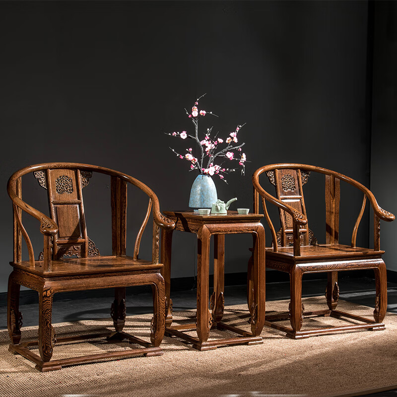 御皇城(yu huang cheng) 圈椅三件套 实木新中式家具皇宫椅 休闲椅