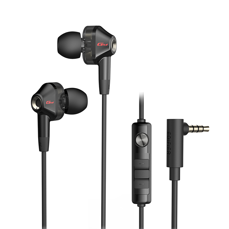 EDIFIER 漫步者 GM360 入耳式双动圈降噪有线耳机 黑色 3.5mm