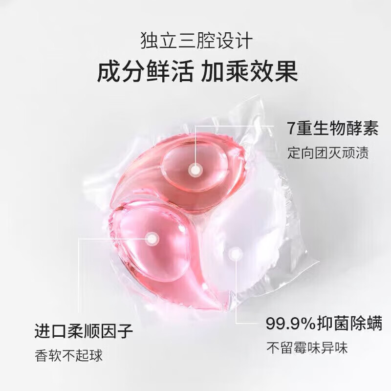 易享家洗衣凝珠3效合一持久留香珠浓缩香深层洁净柔顺除菌防串色 绿色20颗1盒