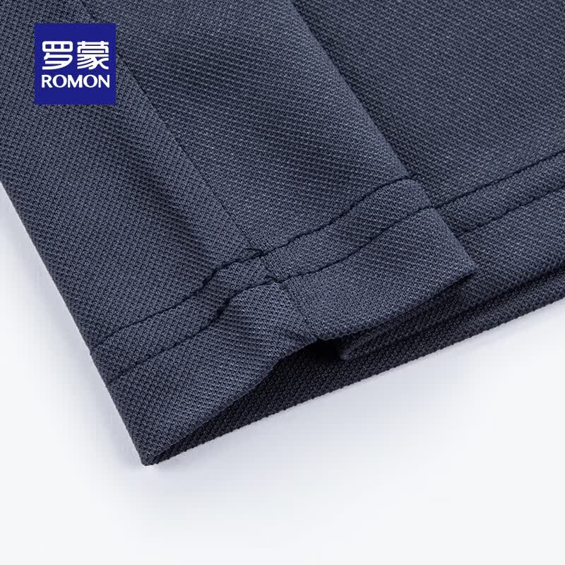 罗蒙【父亲节礼物】冰丝凉感短袖t恤男夏季新款商务休闲高端翻领POLO 5T509501藏青 3XL 185(建议155-175斤)