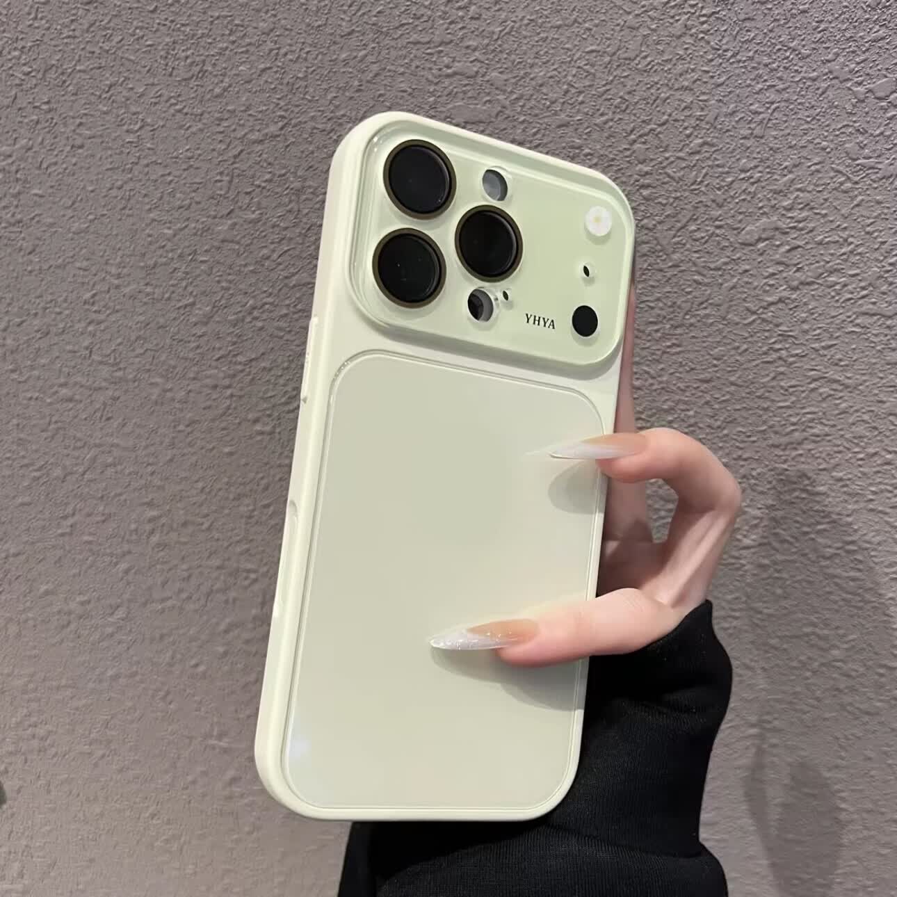 适用iPhone17ProMax手机壳秒变17大视窗玻璃纯色苹果16防摔保护套 古董白 iPhone16ProMax