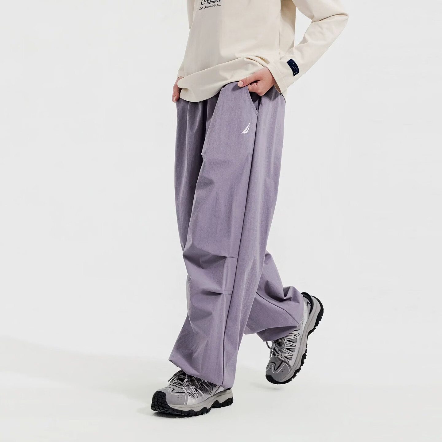 诺帝卡（NAUTICA）【凉感防晒抗湿】NAUTICA童装男女童夏季长裤伞裤速干裤薄运动裤 墨绿色 120