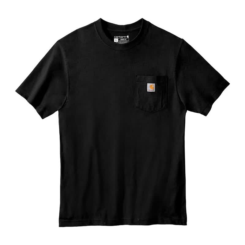 Carhartt卡哈特夏季男女同款美式复古布标logo口袋圆领短袖T恤K87 BLK S黑色