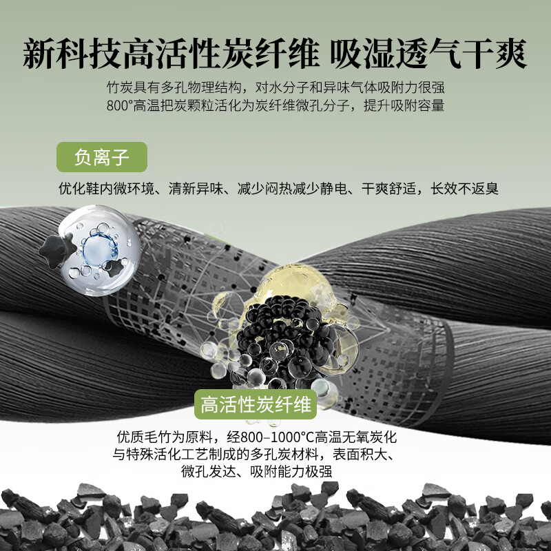 康炭予防臭鞋垫透气吸汗抗菌夏季运动减震足弓支撑软底防脚痛竹炭 加强升级版吸汗除臭抗菌运动有花纹款两双装 44男码