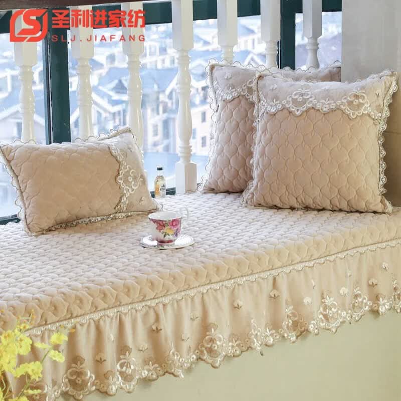 半爿词四季欧式飘窗垫子窗台垫可机洗定做新款卧室阳台垫榻榻米坐垫 水晶圈-米黄 定制联系客服