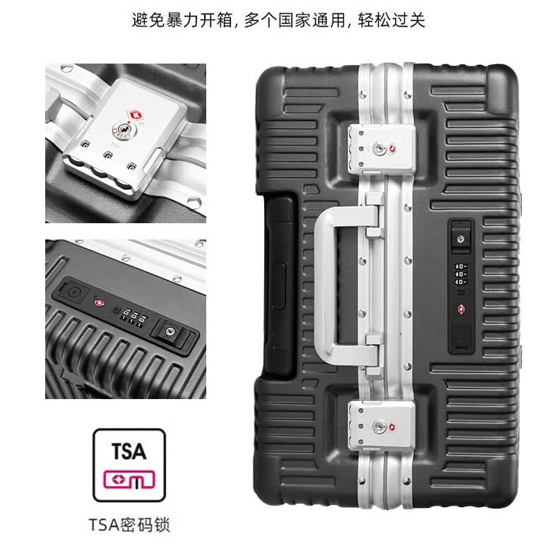 Walker Shop行李箱新款轻便铝框拉杆箱18英寸男女通用万向轮出差旅行箱登机箱 深灰色 18英寸 【横版可登机 | 京东快递 】
