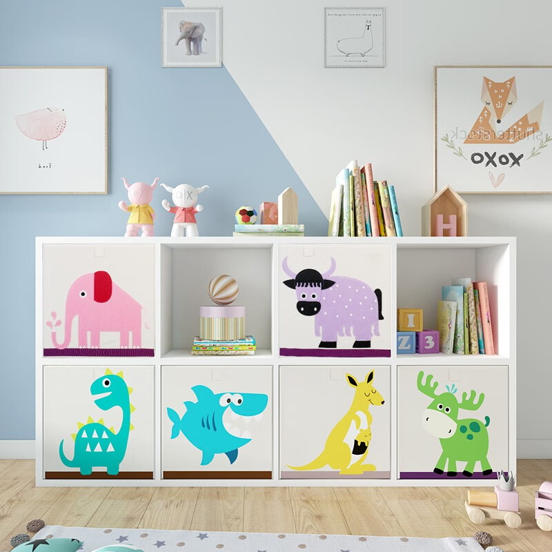 可比熊 实木书柜北欧儿童收纳柜储物柜置物柜玩具整理架自由组合格子柜 2X4实木柜( 不含盒子)