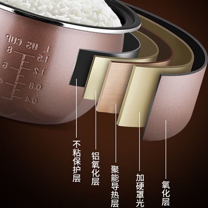 半球(PESKOE) 半球智能电饭煲家用正品预约蒸煮多功能全自动大容量陶瓷釉电饭锅 金色 3L 方煲(普通内胆)