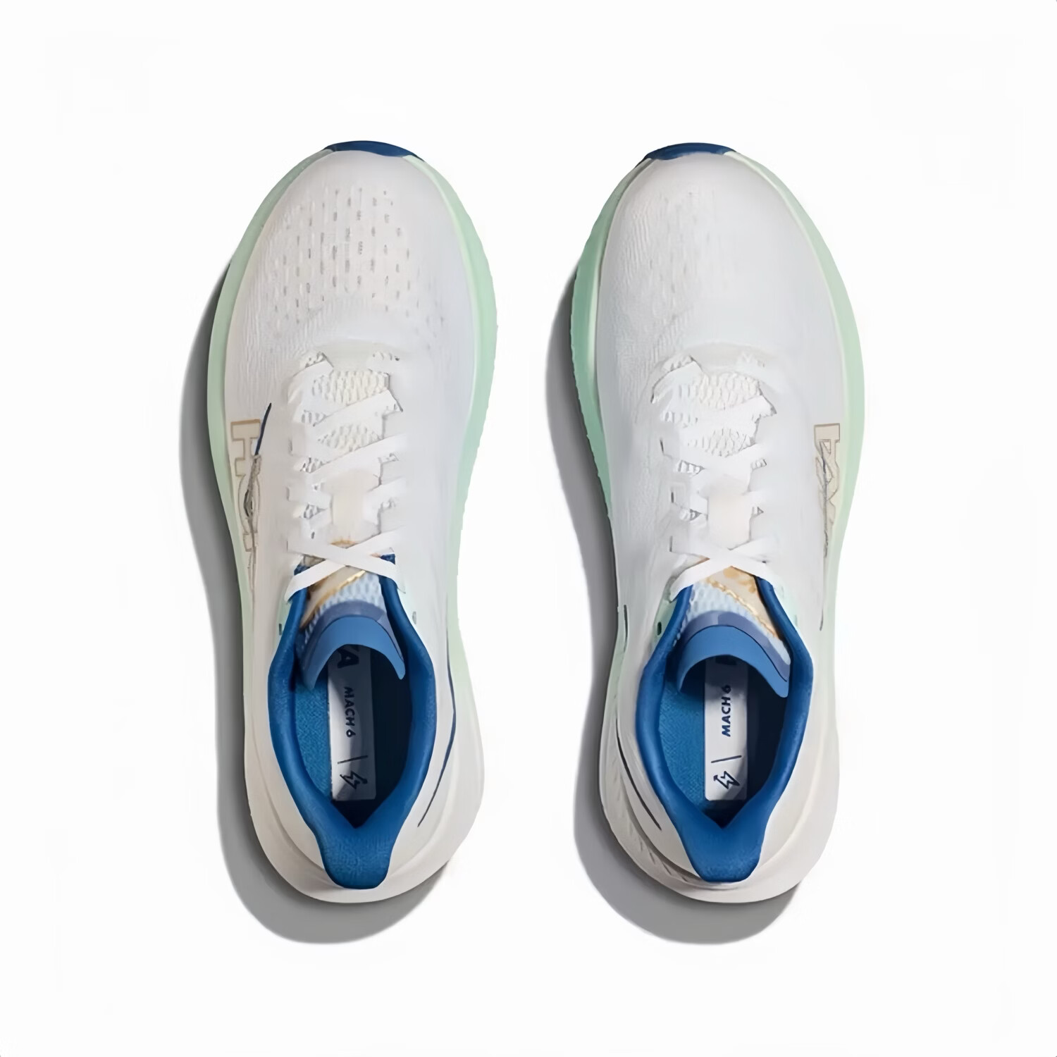 HOKA HOKA FOOT男女款MACH 6 LA透气舒适轻便运动鞋马赫6竞训跑步鞋 霜白色/蓝色 45