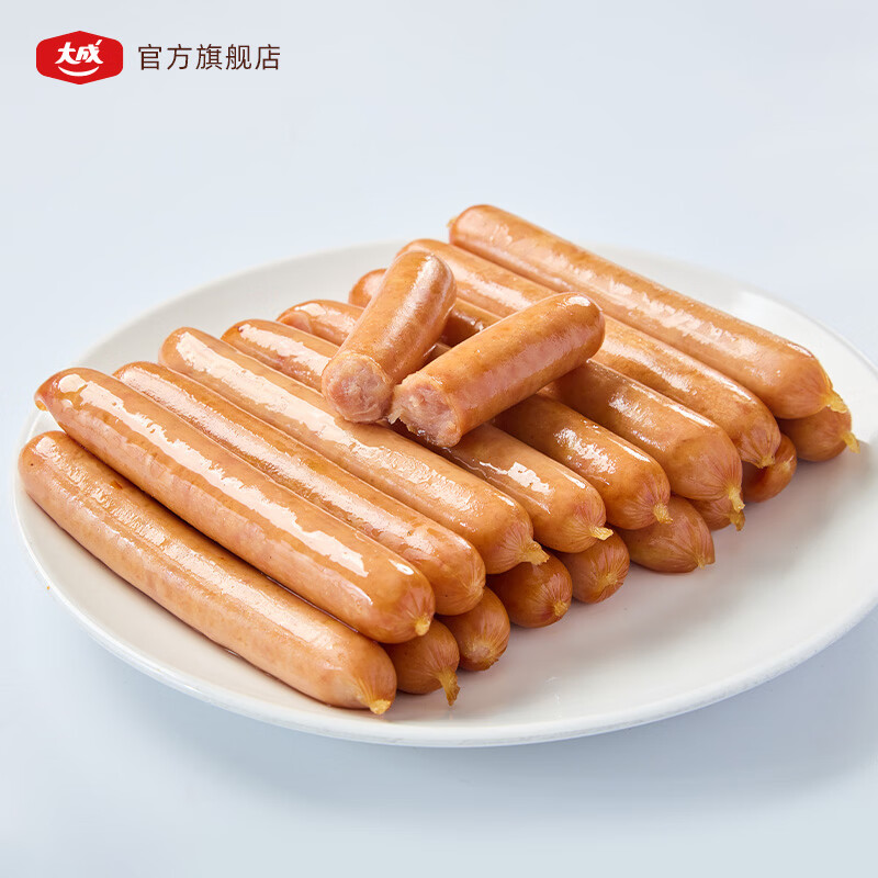 大成德式香肠烤肠肉肠火腿肠早餐半成品速食猪肉肠烧烤肠空气炸锅食材 30g原味1kg/约33根【ITI国际美味双星奖】