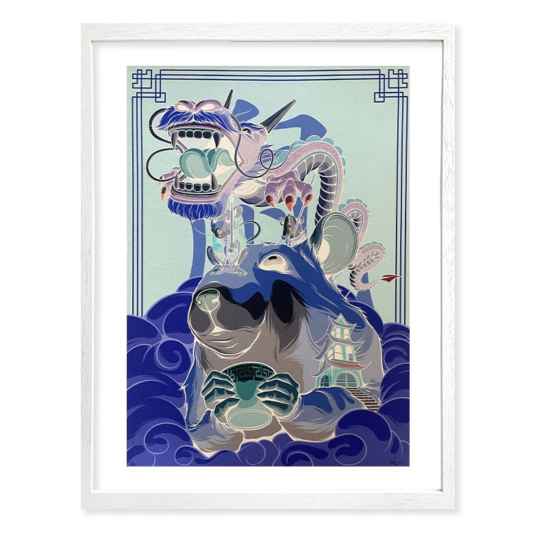 三为(sunwayart) 达汉尼·巴拉甘限量亲笔签名版画龙的旅行含防伪证书