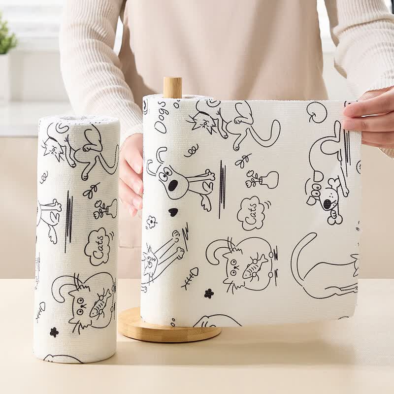 艾仕可（ASCOR）懒人抹布干湿两用家用清洁厨房用纸专用一次性洗碗布吸水不易沾油 【1卷20张】25x25cm（加厚加大-干湿两用）