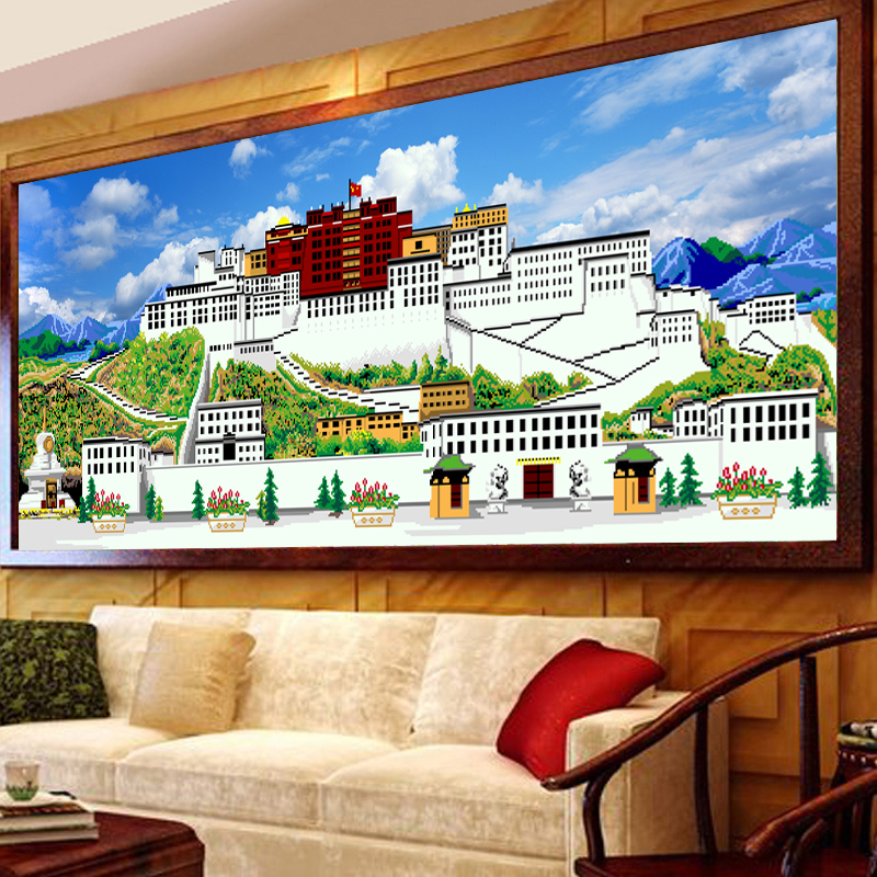 伊人5d钻石画满钻风景西藏布达拉宫贴钻画2023新款客厅大幅圆钻钻石绣
