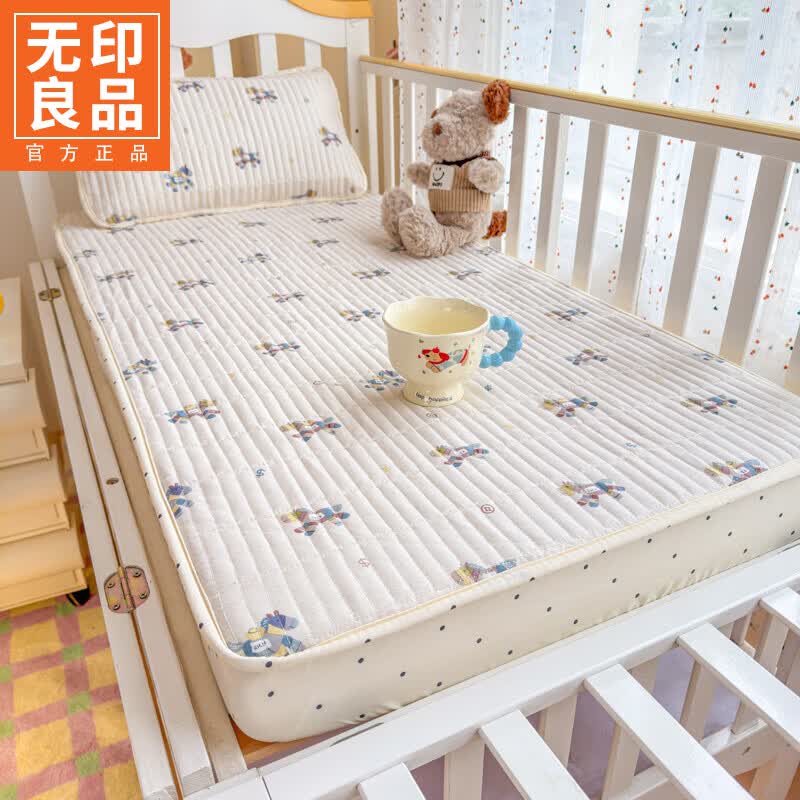 无印良品A类婴儿床笠纯棉家用母婴级卡通全棉床垫罩保护套可机洗裸睡床盖 跳跳马-床盖-床笠款 单件套：60x200cm