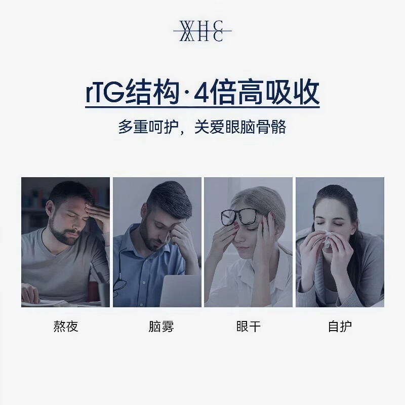WHC小千金95%高纯度rTG深海鱼油omega3维生素D成人胶囊鱼油60粒 【比利时进口】 60粒*1盒