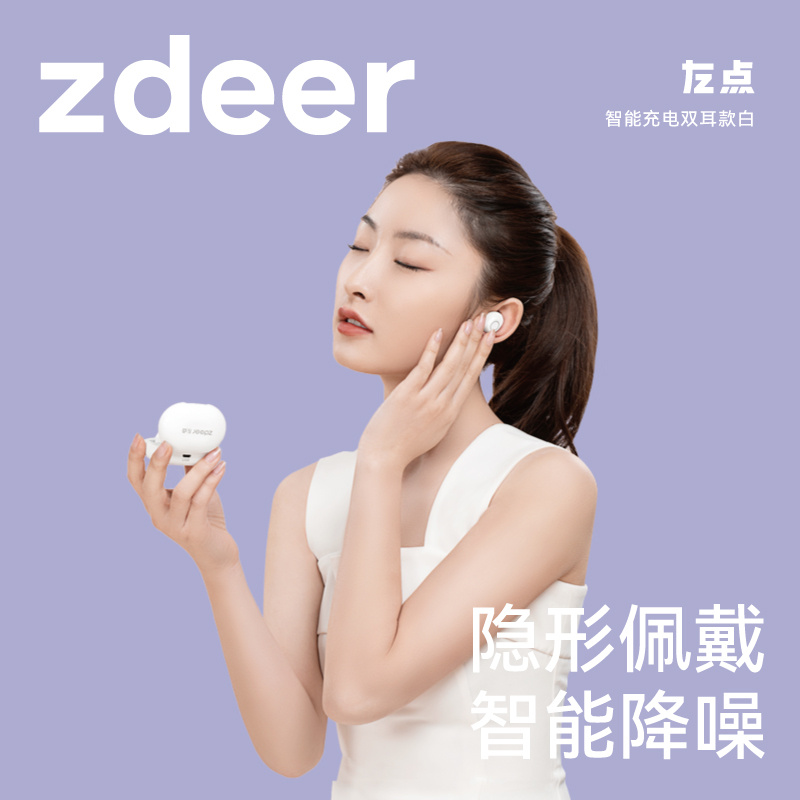 左点（Zdeer）助听器老年人无线隐形骨传导耳聋耳背入耳式降噪耳机年轻人轻中重度免调试磁吸充电双耳款 标准版|智能充电双耳款-白色