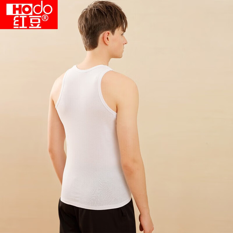 红豆(Hodo)背心男纯棉男士背心全棉运动修身无袖T恤男夏季打底汗衫2件装 白色+麻灰 3XL 185/110